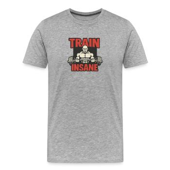 Train Insane Power Symbol Design - Men's Premium Organic T-Shirt - heather grey - Front - Damien (186cm)