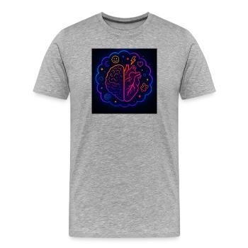 Creative Heart and Brain Neon Design - Men's Premium Organic T-Shirt - heather grey - Front - Damien (186cm)