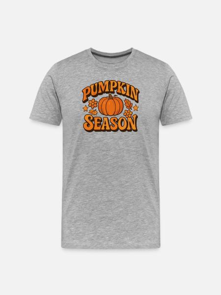 Pumpkin Season Autumn Illustration - Men's Premium Organic T-Shirt - heather grey