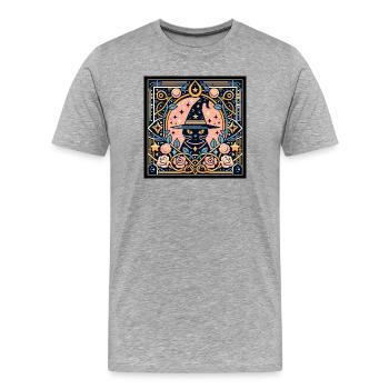 Chat Mystique - T-shirt bio Premium Homme - gris chiné - Devant - Damien (186cm)