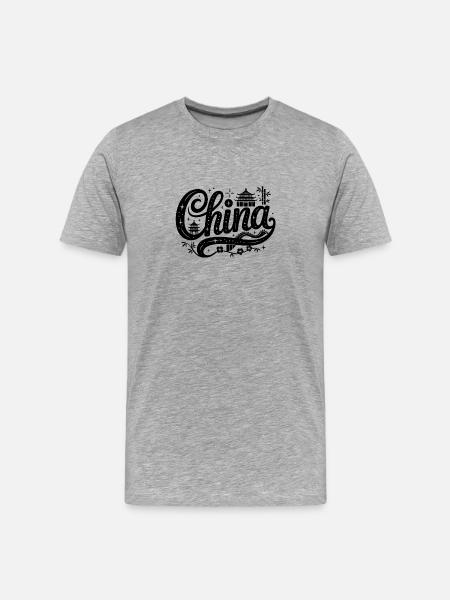China - Souvenir Design - Men's Premium Organic T-Shirt - heather grey