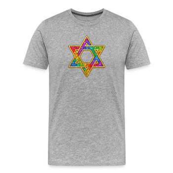 Colorful Star of David decor - Men's Premium Organic T-Shirt - heather grey - Front - Damien (186cm)