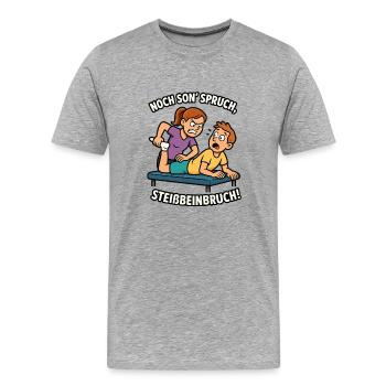 Dicton physio humoristique - T-shirt bio Premium Homme - gris chiné - Devant - Damien (186cm)