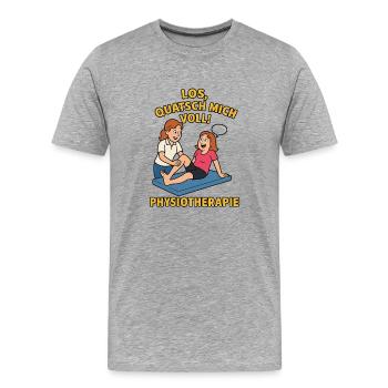 Dicton humoristique sur la physiothérapie - T-shirt bio Premium Homme - gris chiné - Devant - Damien (186cm)