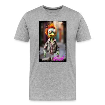 Poupée de personnage de canard expressif et burlesque punk - T-shirt bio Premium Homme - gris chiné - Devant - Damien (186cm)