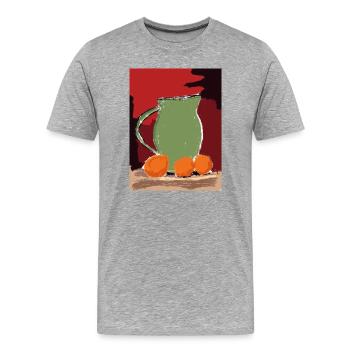 Pichet de nature morte artistique avec des oranges - T-shirt bio Premium Homme - gris chiné - Devant - Damien (186cm)