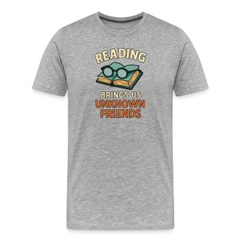 Matériel de lecture Amitié Design - T-shirt bio Premium Homme - gris chiné - Devant - Damien (186cm)