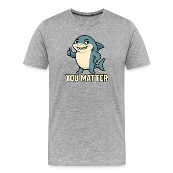 Charmanter Hai mit Slogan Motivation - Männer Premium Bio T-Shirt - Grau meliert - Vorne - Damien (186cm)