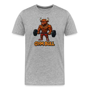 Conception de motivation Strong Gym Bull - T-shirt bio Premium Homme - gris chiné - Devant - Damien (186cm)