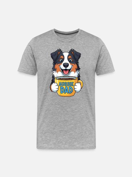 Australian Shepherd Dad Kaffeebecher lustig - Männer Premium Bio T-Shirt - Grau meliert