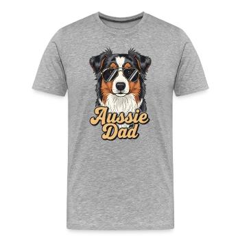Aussie Dad Australian Shepherd Hundepapa - Männer Premium Bio T-Shirt - Grau meliert - Vorne - Damien (186cm)