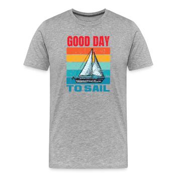 Good Day To Sail Distressed Retro Vintage Sailboat - Men's Premium Organic T-Shirt - heather grey - Front - Damien (186cm)
