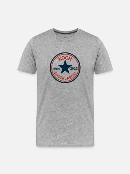 Koch Classic Retro Badge - Männer Premium Bio T-Shirt - Grau meliert
