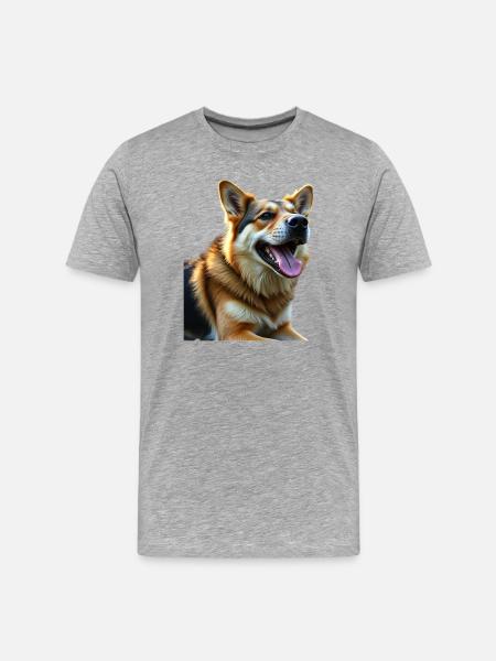 Lebendige Hundeporträt Illustration - Männer Premium Bio T-Shirt - Grau meliert