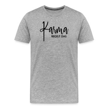 Karma Governs Yoga - Men's Premium Organic T-Shirt - heather grey - Front - Damien (186cm)