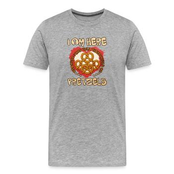 Bretzels sincères Messager d'amour - T-shirt bio Premium Homme - gris chiné - Devant - Damien (186cm)
