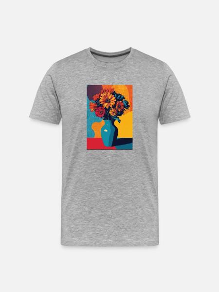 Bouquet of Pop Art Flowers - Men's Premium Organic T-Shirt - heather grey