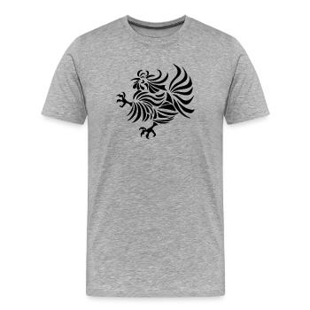 Dessin au trait complexe d'un coq - T-shirt bio Premium Homme - gris chiné - Devant - Damien (186cm)