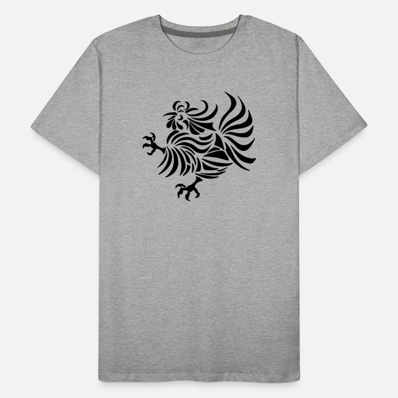 Dessin au trait complexe d'un coq T-shirt bio Premium Homme