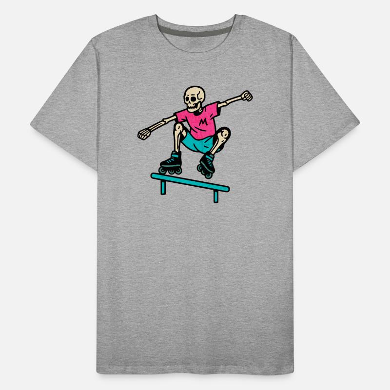 Neon Skelett grindet auf Inline-Skates Männer Premium Bio T-Shirt