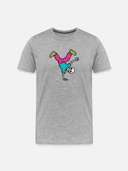 Neon Breakdancing Skeleton Retro Hip-Hop - Men's Premium Organic T-Shirt - heather grey