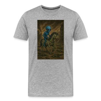 Alien on Zombie Unicorn - Men's Premium Organic T-Shirt - heather grey - Front - Damien (186cm)