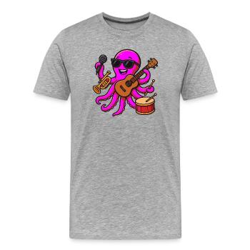 Bunter musikalischer Oktopus - Männer Premium Bio T-Shirt - Grau meliert - Vorne - Damien (186cm)