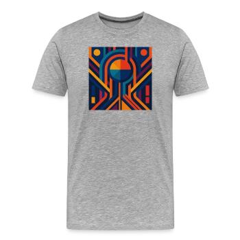 Design abstrait géométrique vibrant - T-shirt bio Premium Homme - gris chiné - Devant - Damien (186cm)