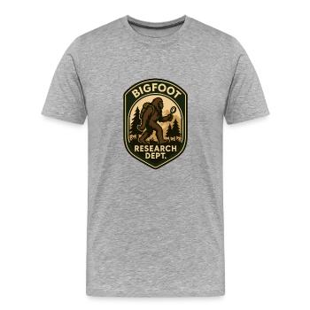 Insigne de recherche Bigfoot - T-shirt bio Premium Homme - gris chiné - Devant - Damien (186cm)