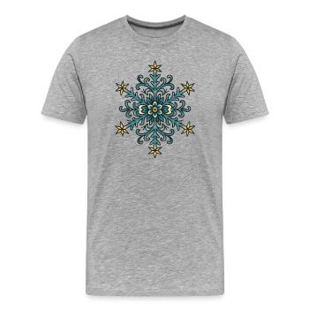 Festive Blue Snowflake Design - Men's Premium Organic T-Shirt - heather grey - Front - Damien (186cm)