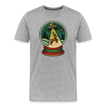 Festive UFO Abduction Scene - Men's Premium Organic T-Shirt - heather grey - Front - Damien (186cm)