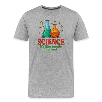 Science it's like magic but real - Men's Premium Organic T-Shirt - heather grey - Front - Damien (186cm)
