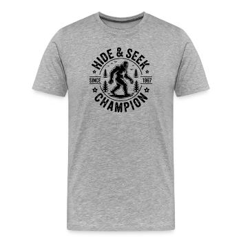 Bigfoot Verstecken Champion Retro - Männer Premium Bio T-Shirt - Grau meliert - Vorne - Damien (186cm)