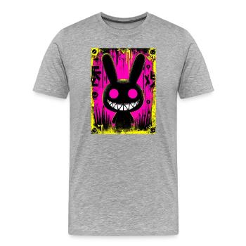 Lapin Noir Électro - T-shirt bio Premium Homme - gris chiné - Devant - Damien (186cm)