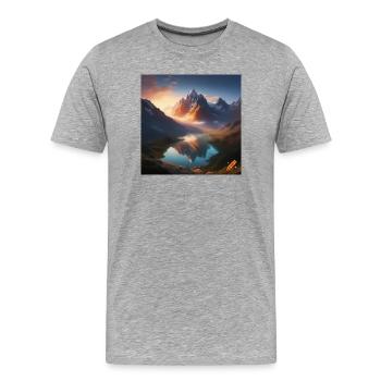 Schneebedeckte Berge bei Sonnenuntergang - Männer Premium Bio T-Shirt - Grau meliert - Vorne - Damien (186cm)