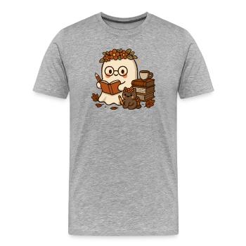 Autumnal spirit with books cute school motif - Men's Premium Organic T-Shirt - heather grey - Front - Damien (186cm)