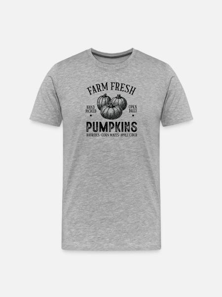 Autumn Pumpkins with Rustic Style - Men's Premium Organic T-Shirt - heather grey