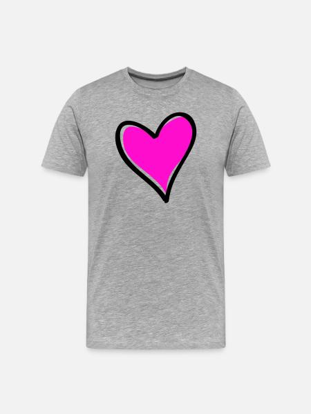 Bright Pink Heart Motif - Men's Premium Organic T-Shirt - heather grey