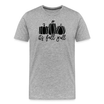 Citrouilles d’automne avec texte pour la fête d’automne - T-shirt bio Premium Homme - gris chiné - Devant - Damien (186cm)