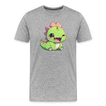 Dino Dinosaure Dinosaure - T-shirt bio Premium Homme - gris chiné - Devant - Damien (186cm)