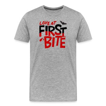 Coup de foudre à la première bouchée - T-shirt bio Premium Homme - gris chiné - Devant - Damien (186cm)