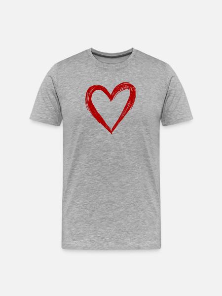 Cute Hand Drawn Red Heart - Men's Premium Organic T-Shirt - heather grey