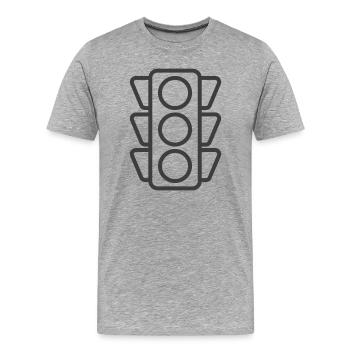 Traffic Light Line Icon - Men's Premium Organic T-Shirt - heather grey - Front - Damien (186cm)