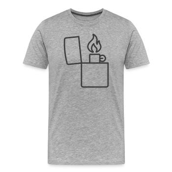 Vintage Feuerzeug Linie Symbol - Männer Premium Bio T-Shirt - Grau meliert - Vorne - Damien (186cm)