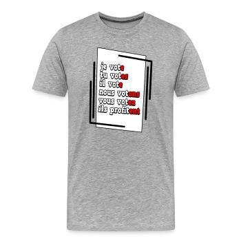 Affiche Engagement Electoral humour - T-shirt bio Premium Homme - gris chiné - Devant - Damien (186cm)