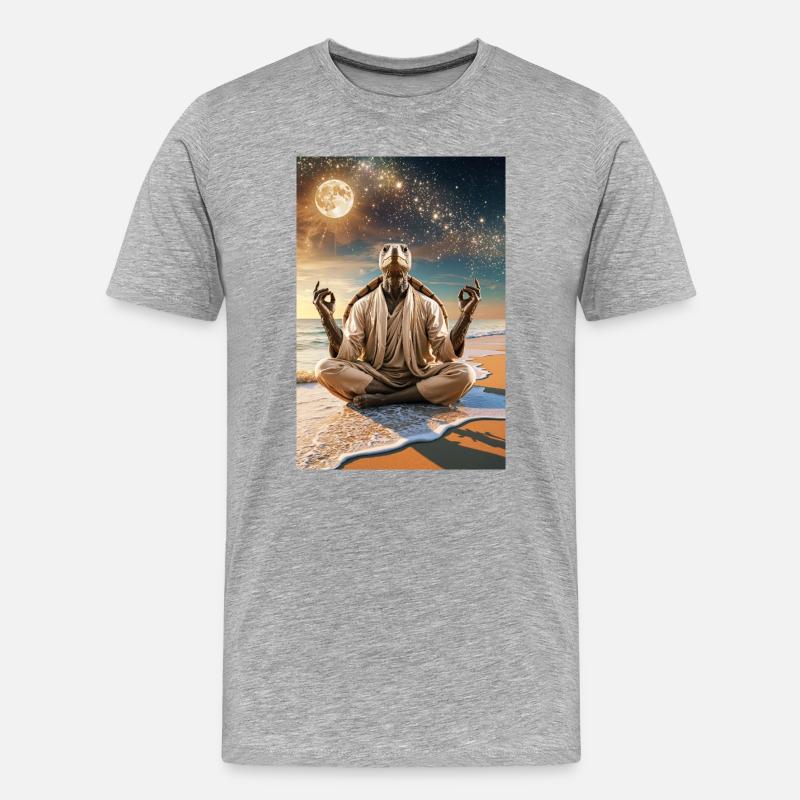 Humanoid Turtle Meditating Under the Moon - Men's Premium Organic T-Shirt - heather grey