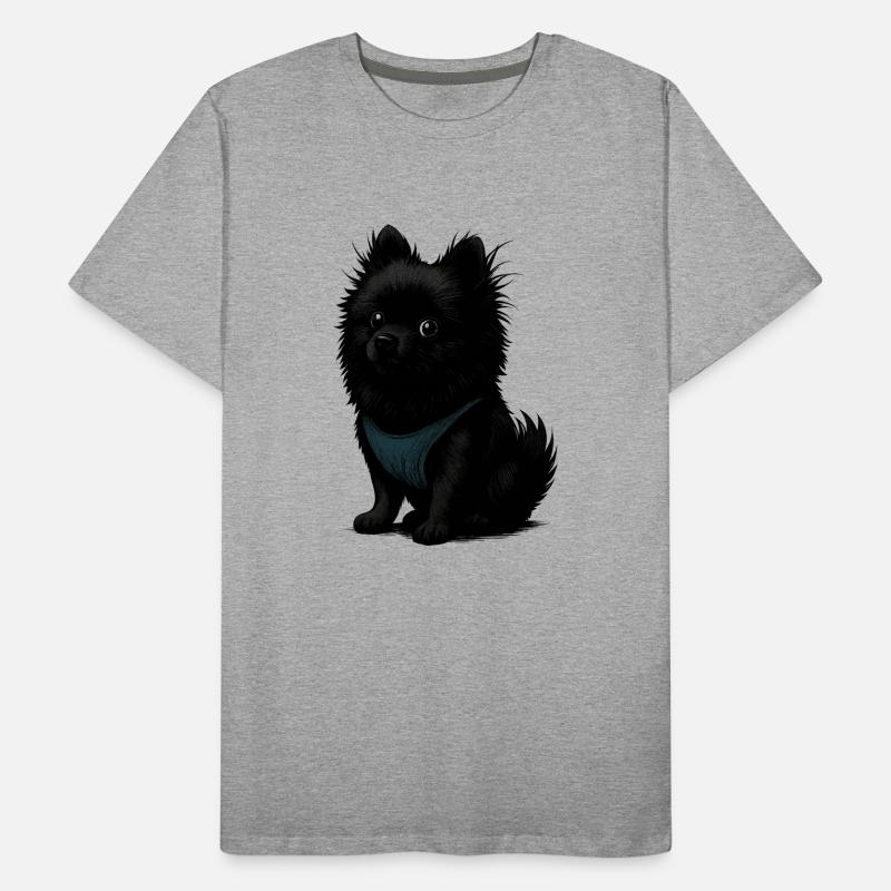 Schwarzer Spitz Hund mit blauer Weste Männer Premium Bio T-Shirt