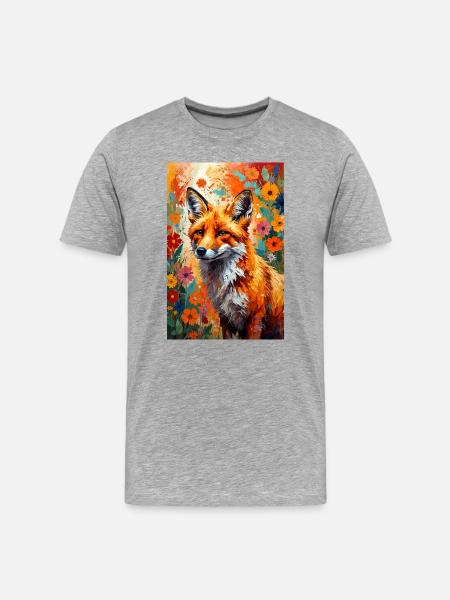 Fox flowers abstract fox lover gift - Men's Premium Organic T-Shirt - heather grey