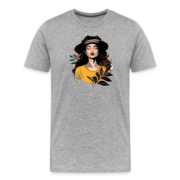 Frauengesicht - Männer Premium Bio T-Shirt - Grau meliert - Vorne - Damien (186cm)