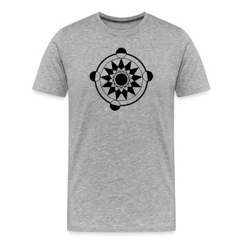 Futuristisches geometrisches Kornkreis-Mandala - Männer Premium Bio T-Shirt - Grau meliert - Vorne - Damien (186cm)
